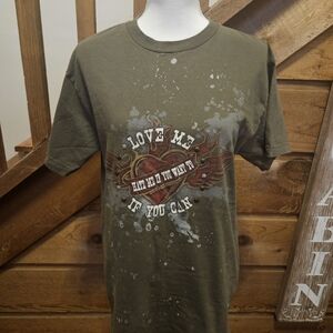 Toby Keith Love Me If You Can Olive Graphic Tee 100% Cotton